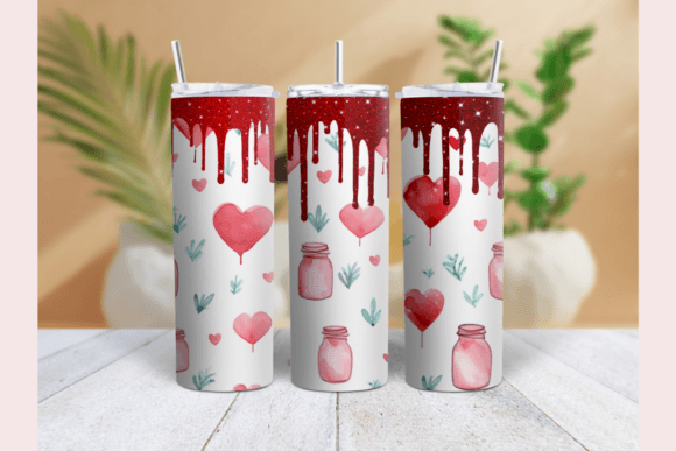 Valentine's Day Glitter Tumbler Wrap Bundle