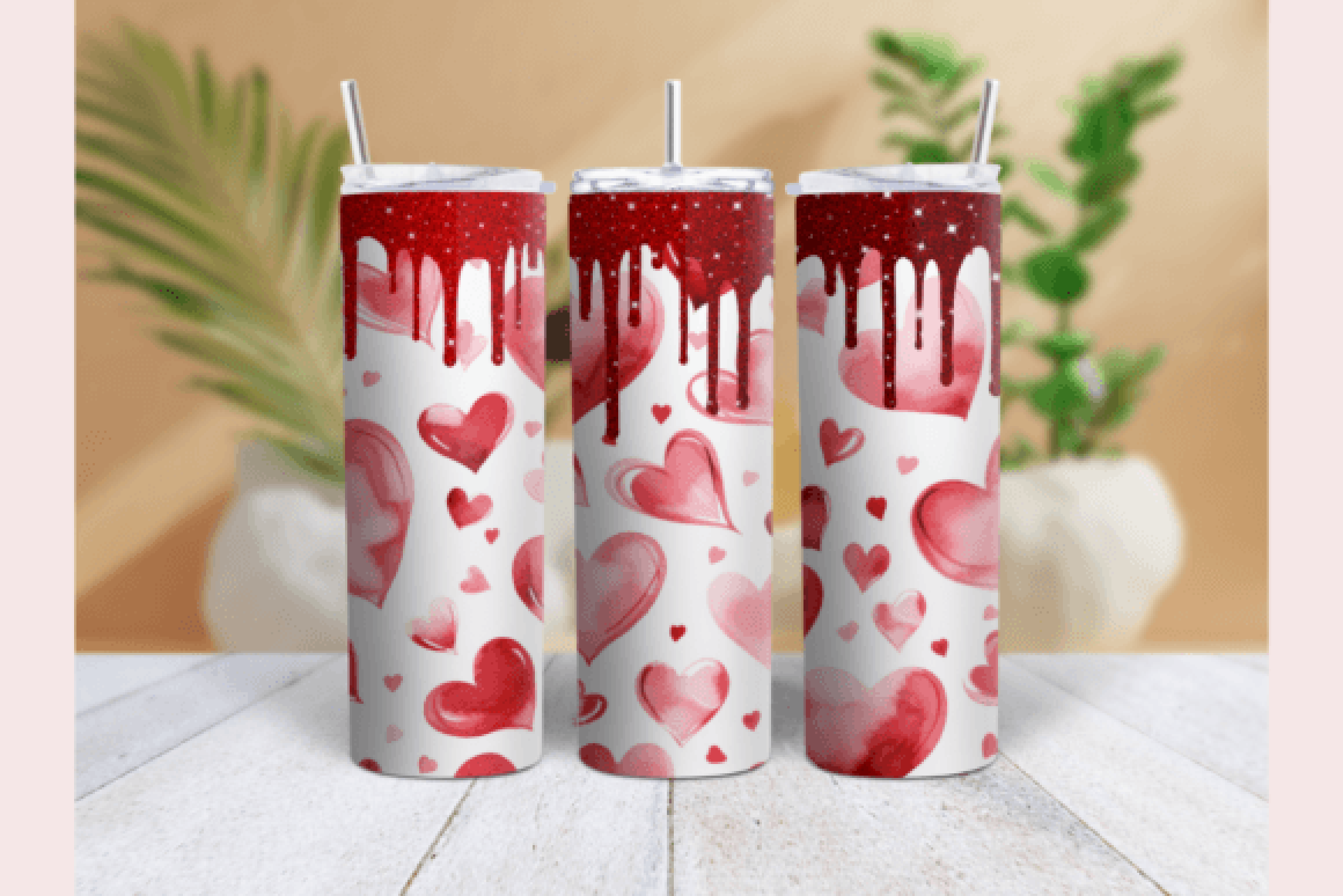Vintage Valentine's Day Glitter Tumbler Wrap Bundle