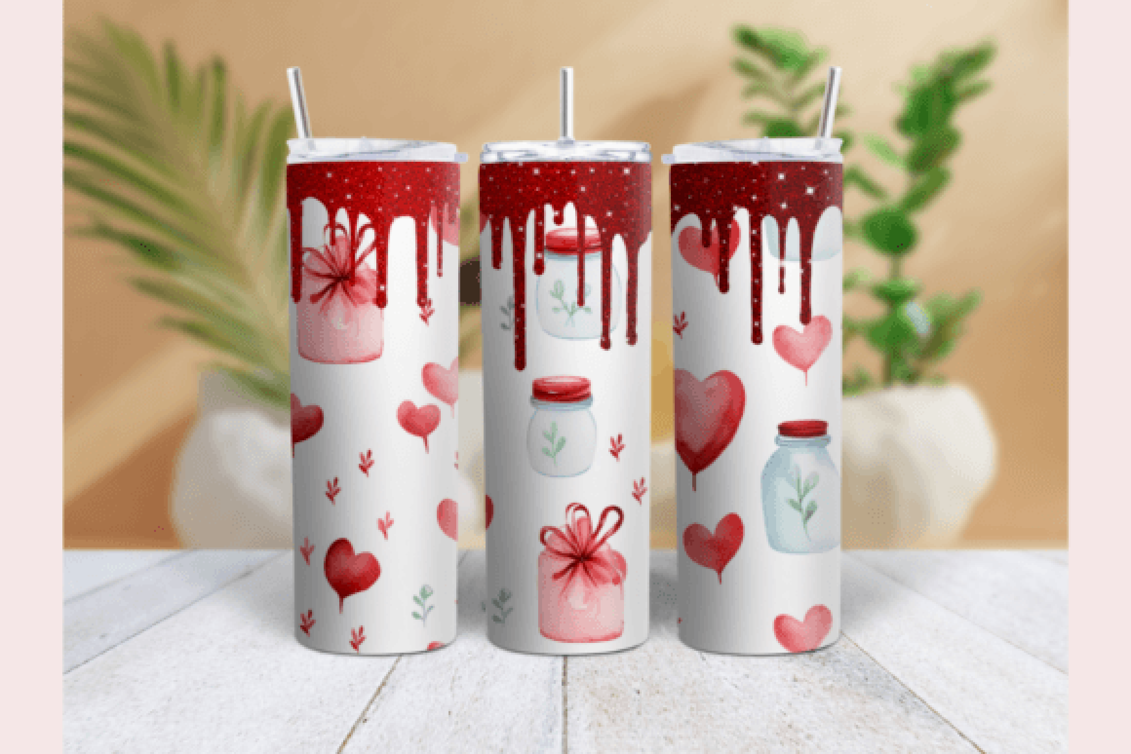 Valentine's Day Glitter Tumbler Wrap Bundle