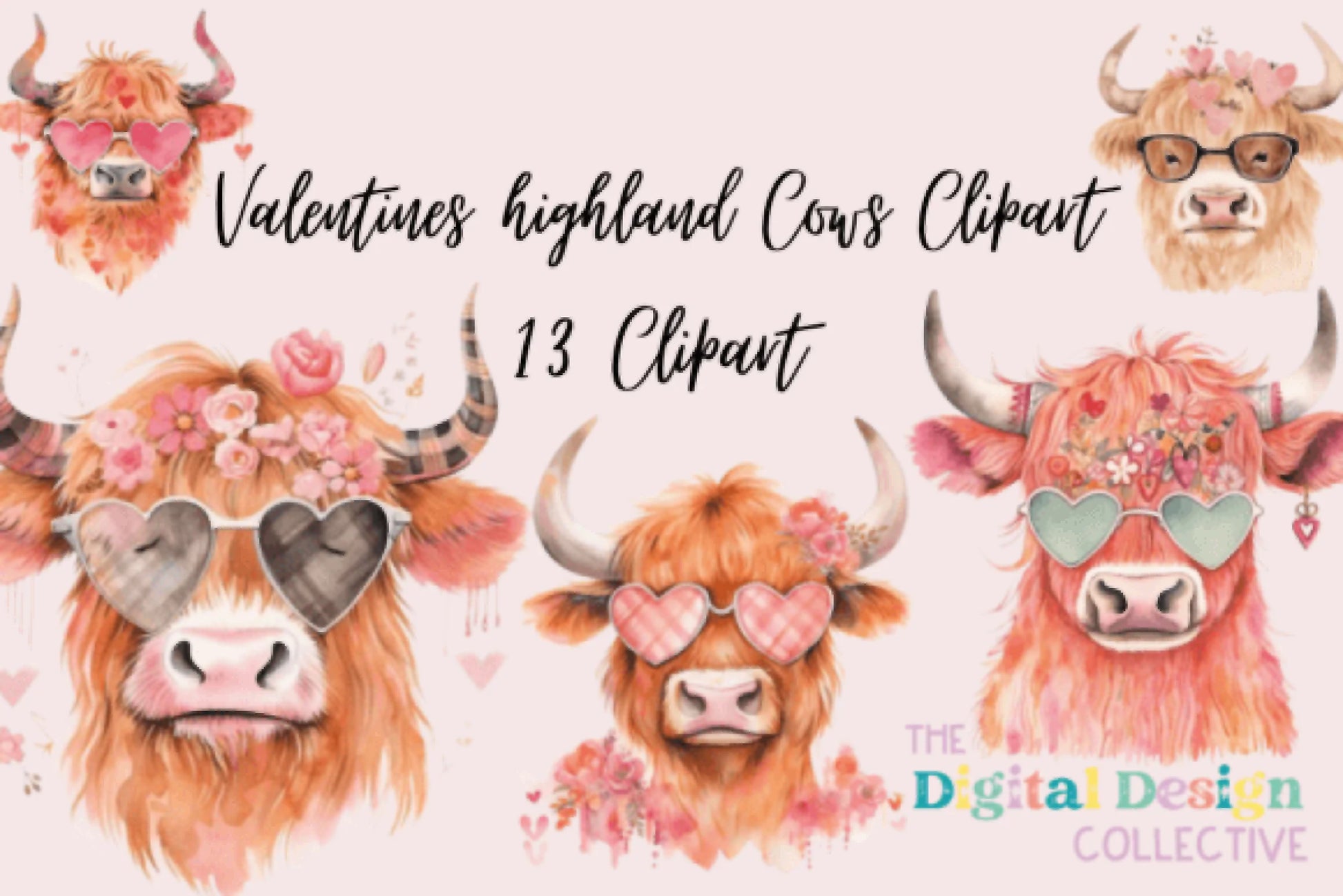 Charming Valentine's Day Highland Cows Clipart Bundle - CraftNest - Digital Crafting and Art
