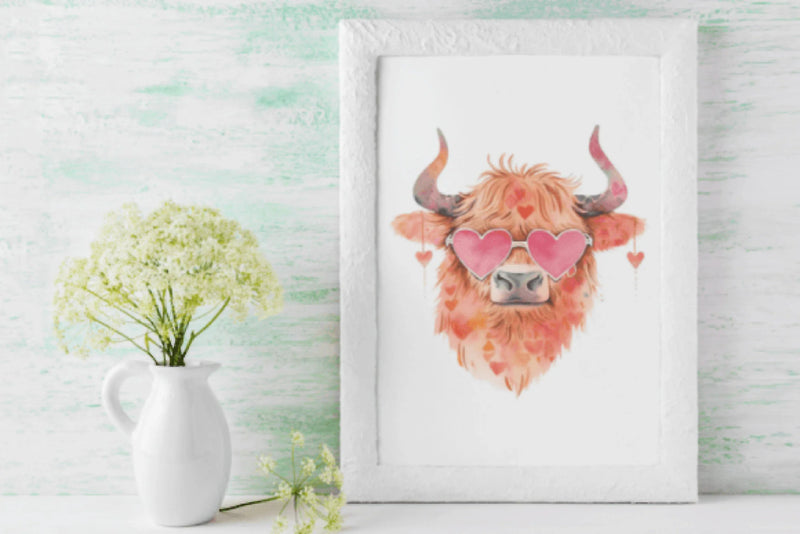 Charming Valentine's Day Highland Cows Clipart Bundle - CraftNest - Digital Crafting and Art