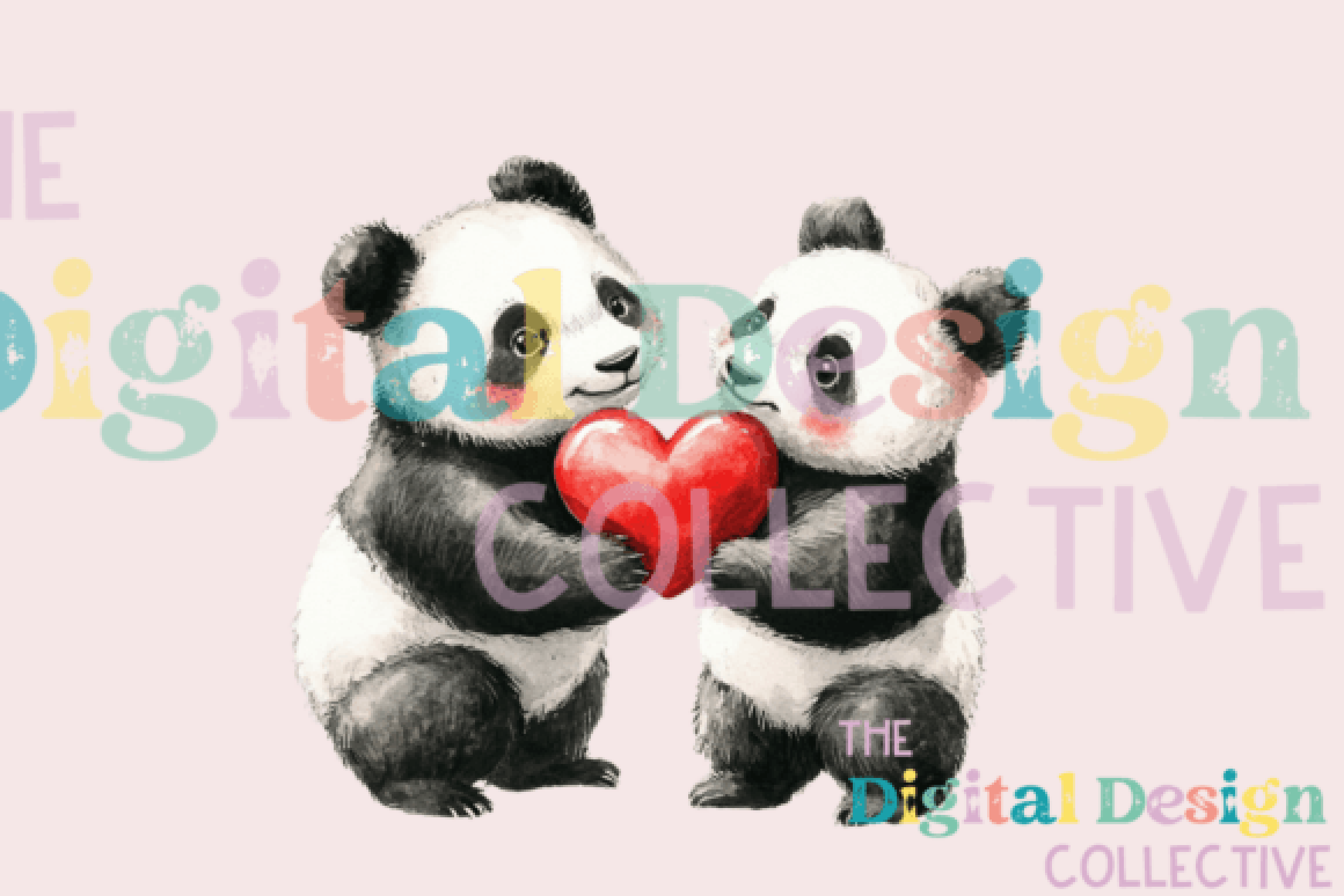 Valentine's Day Panda Couple Love Clipart Bundle