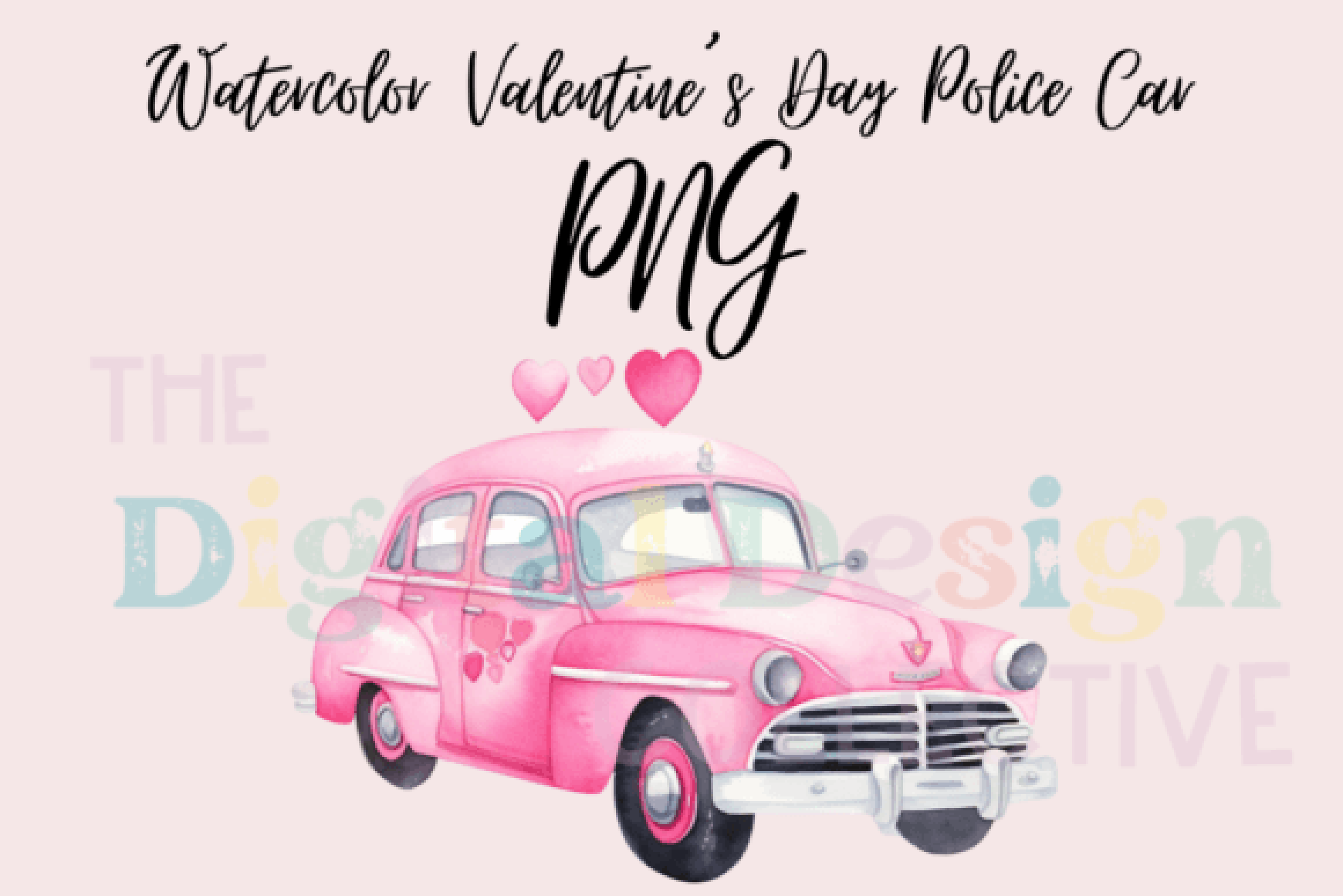 Valentine's Day Pink Police Car Clipart Bundle