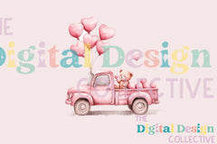 Vintage Pink Truck Valentine's Day Clipart Bundle - CraftNest - Digital Crafting and Art