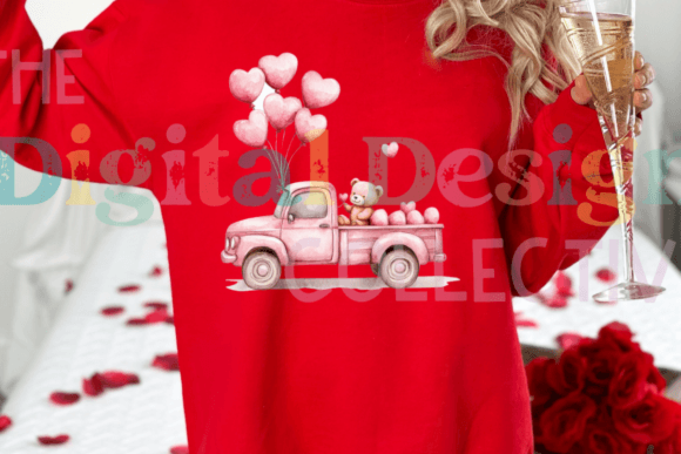 Vintage Pink Truck Valentine's Day Clipart Bundle