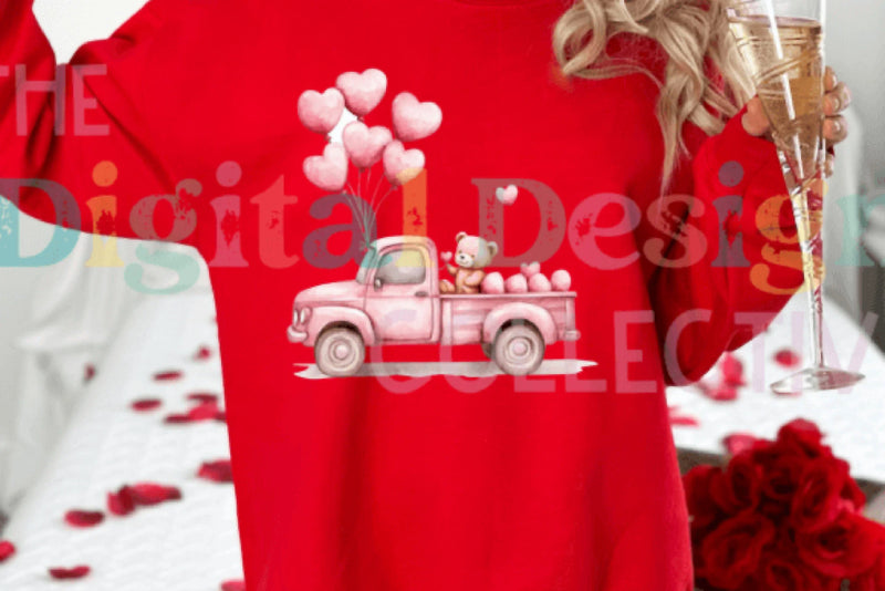 Vintage Pink Truck Valentine's Day Clipart Bundle - CraftNest - Digital Crafting and Art