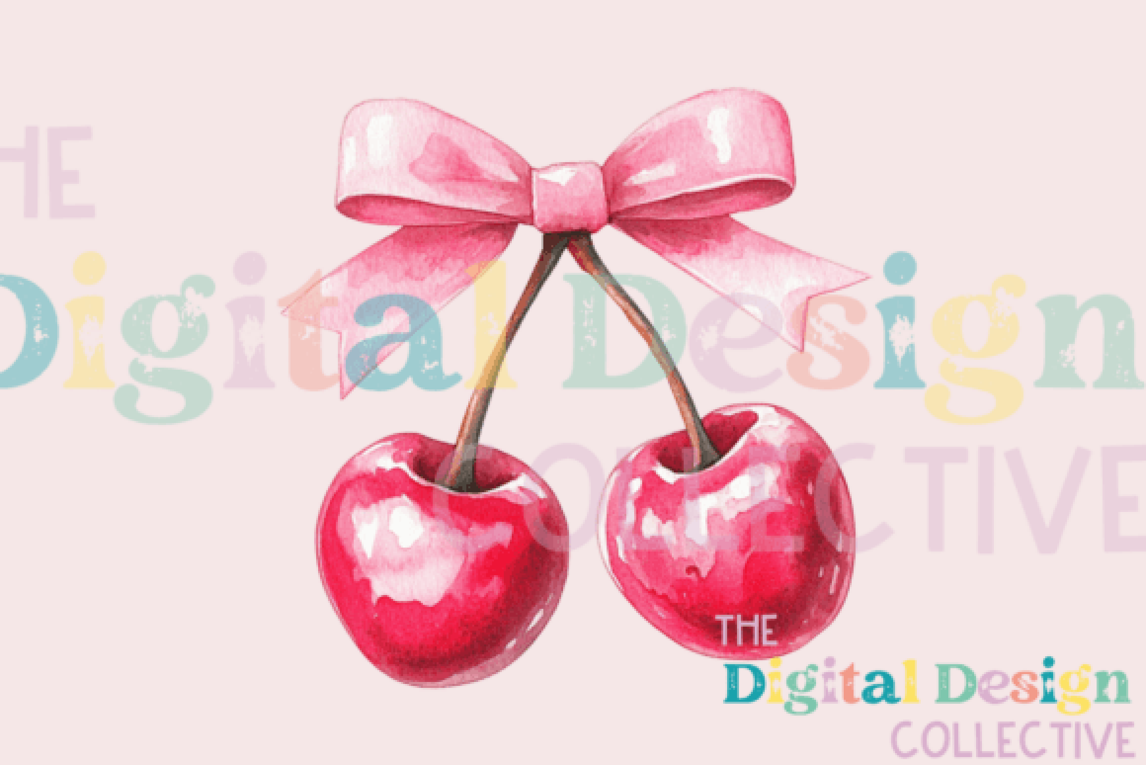 Valentine's Day Coquette Bow Cherry Design Clipart Bundle