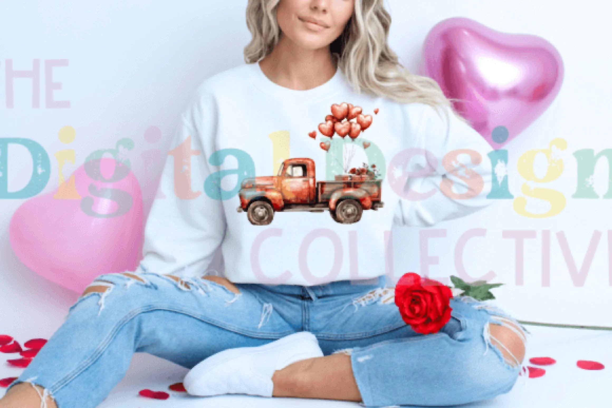 Vintage Valentine's Day Red Truck Clipart Bundle - CraftNest - Digital Crafting and Art