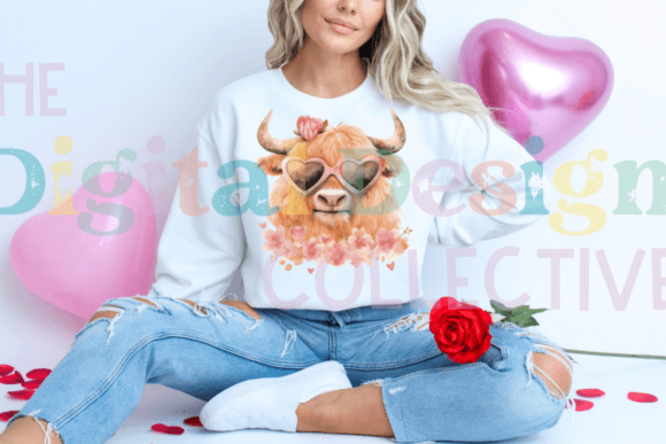 Vintage Valentine's Highland Cow Clipart Bundle