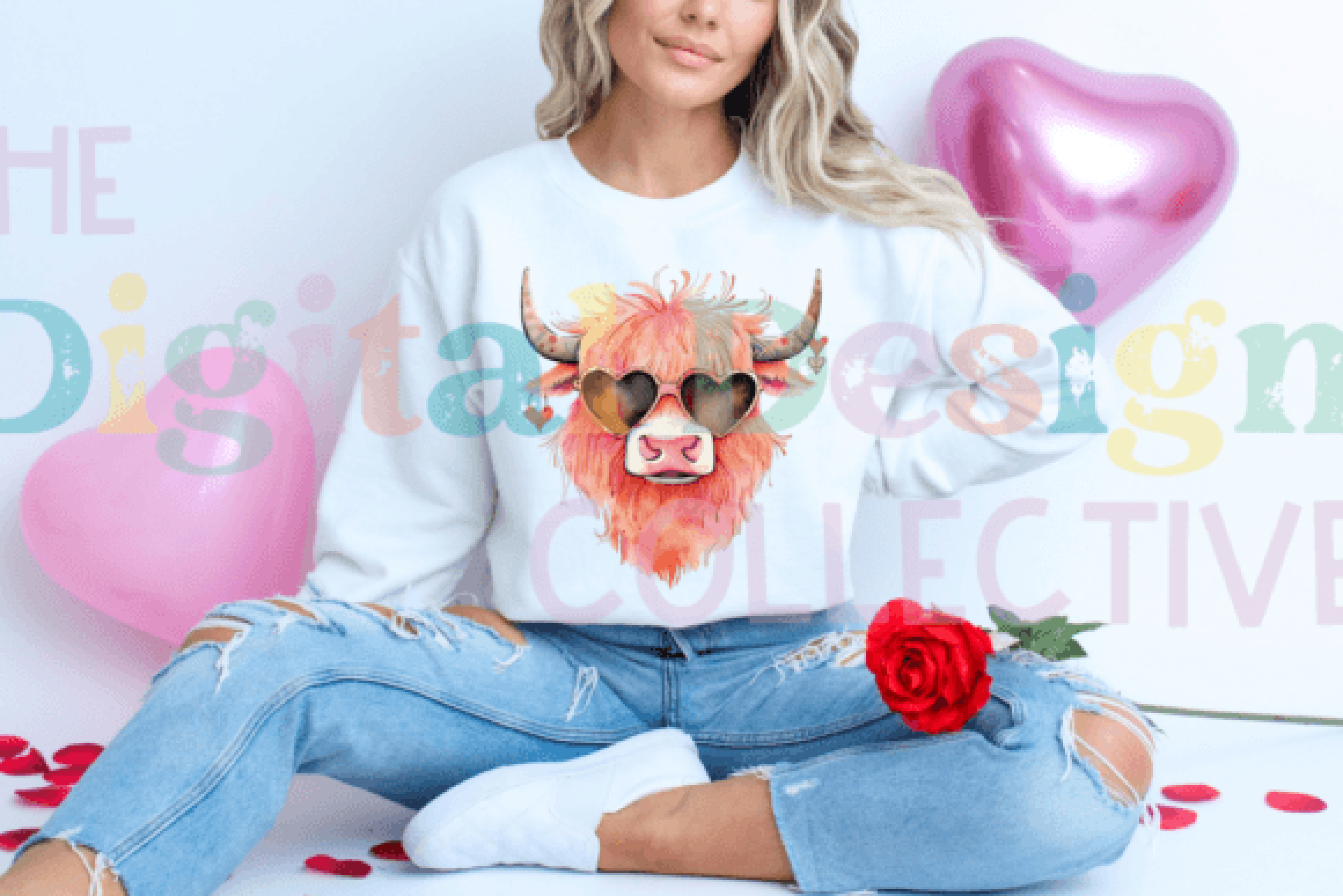 Valentine's Highland Cow Art Clipart Bundle