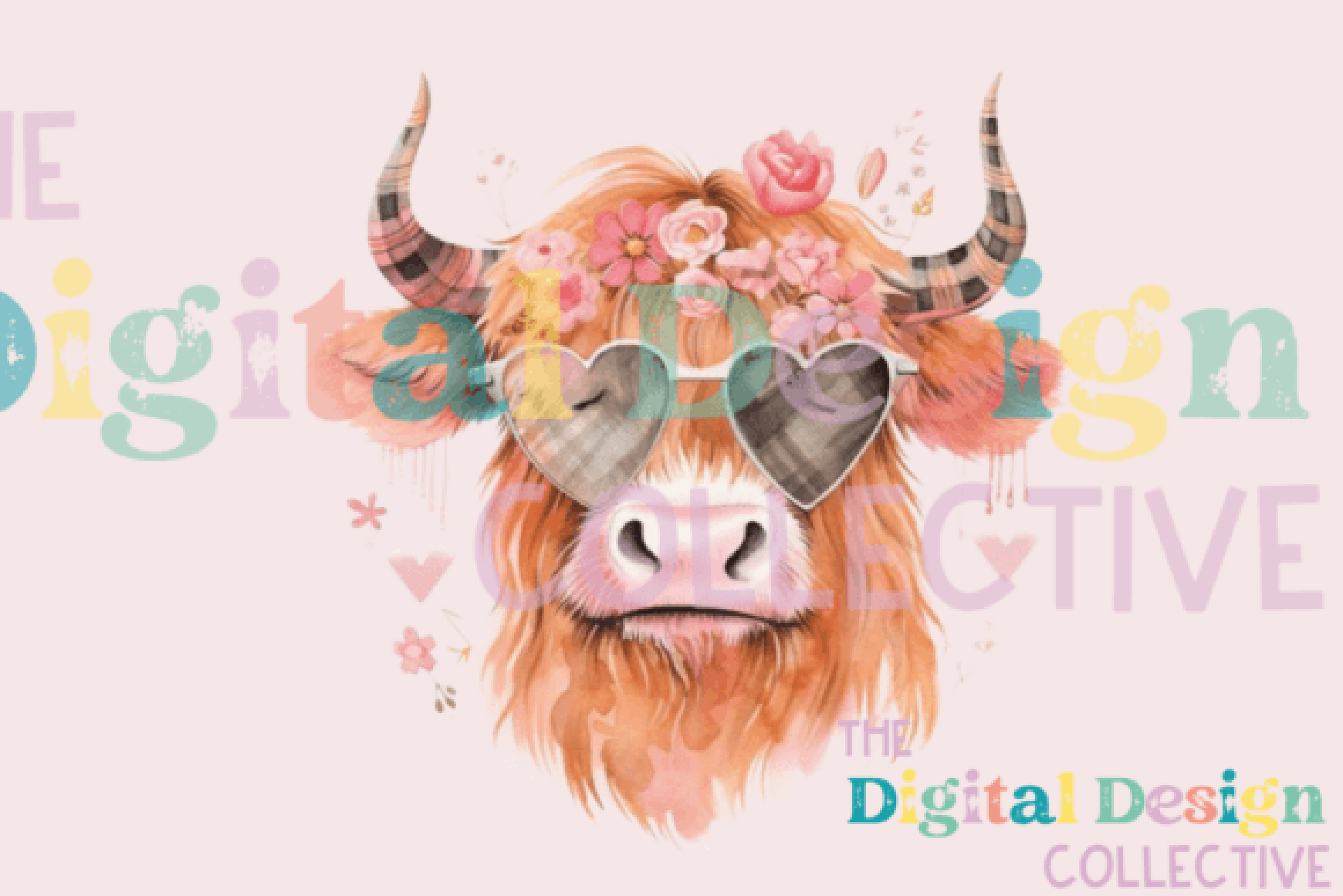 Vintage Highland Cow Valentine Clipart Bundle