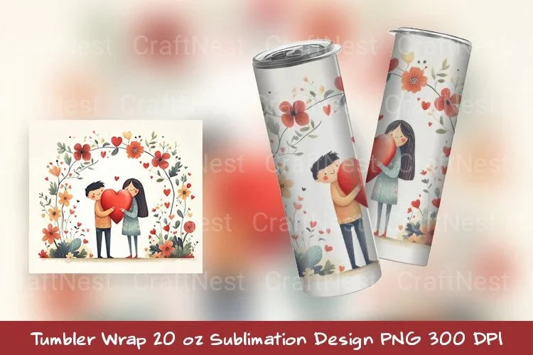 Valentine's Couple Tumbler Wrap - CraftNest - Digital Crafting and Art