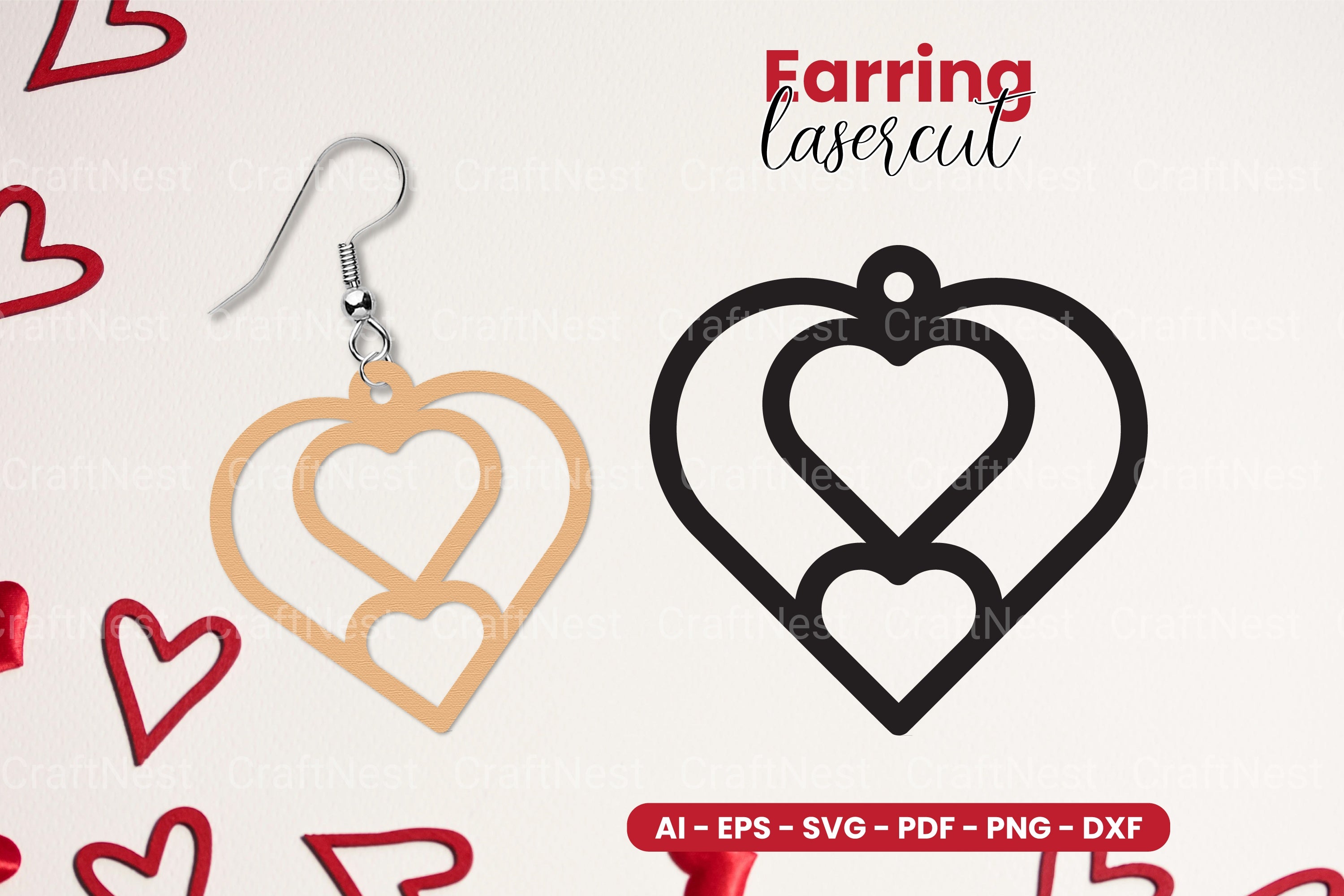Valentine's Earring Laser Cut SVG Clipart Bundle