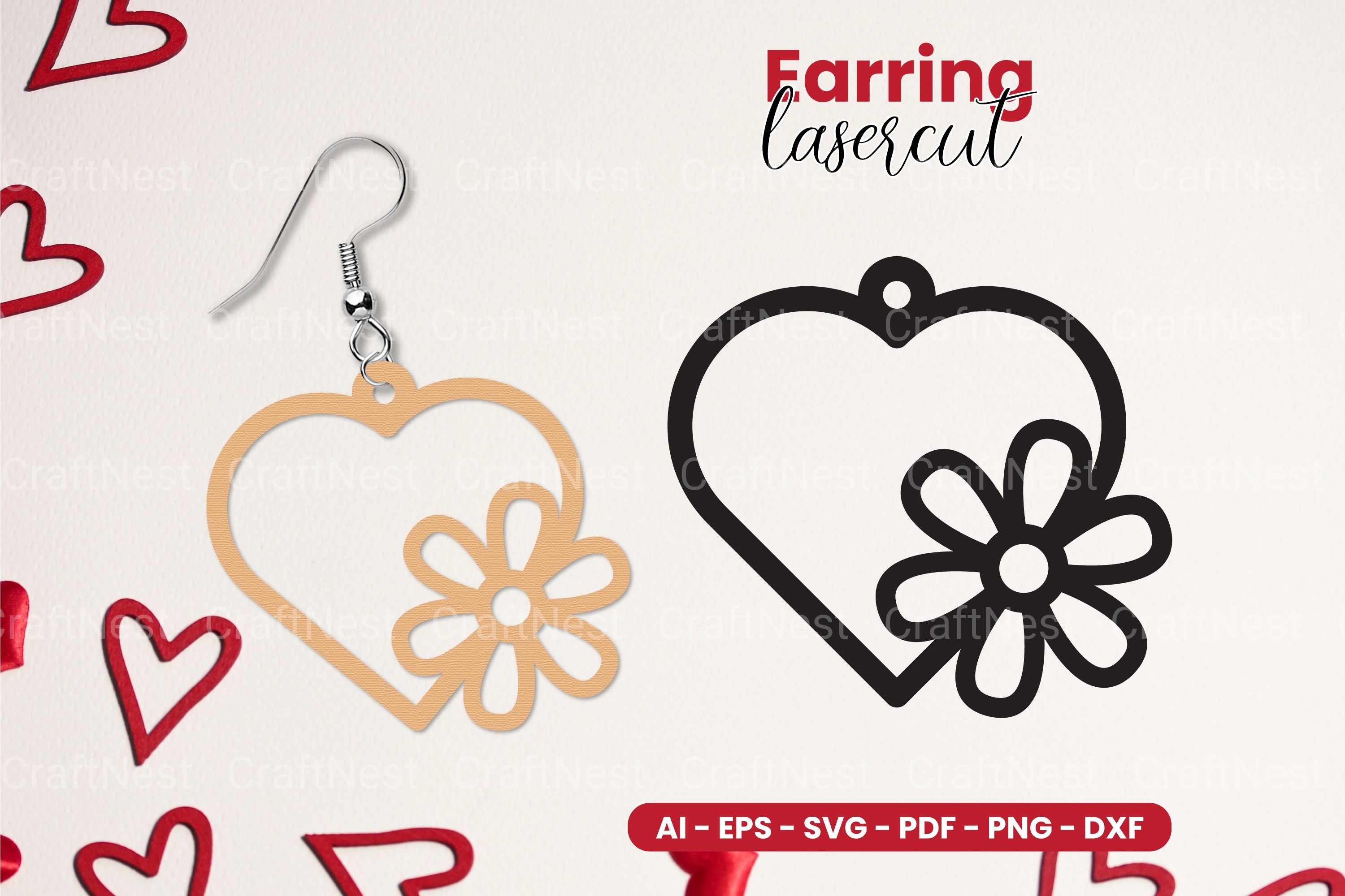 Valentine's Earring Laser Cut SVG Clipart Bundle