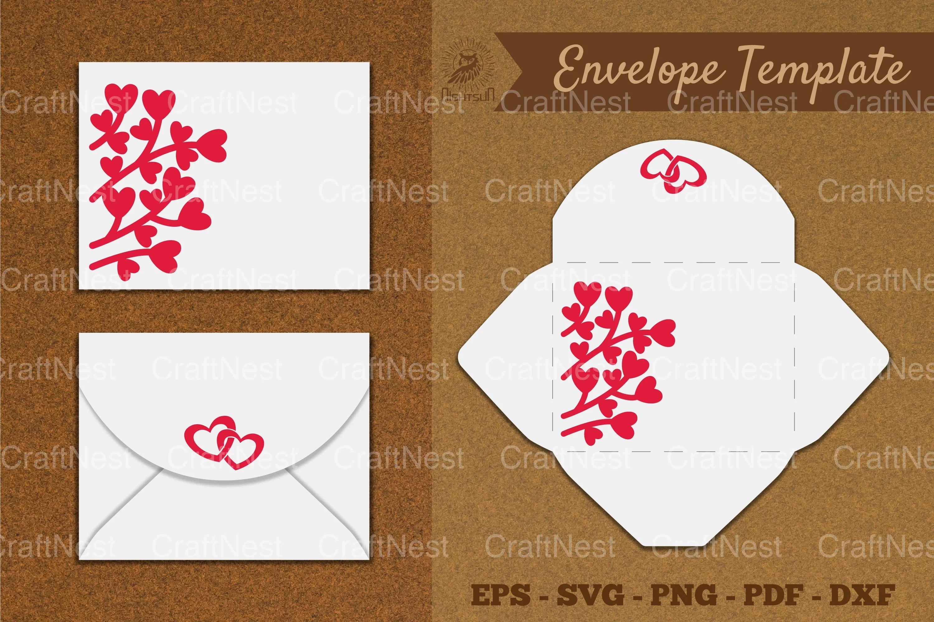 Valentine's Envelope Template SVG Bundle - CraftNest - Digital Crafting and Art