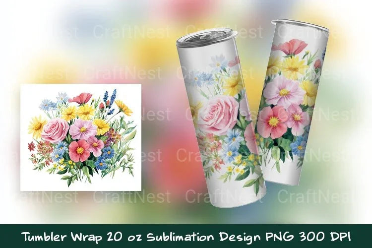 Valentine's Flower Tumbler Wrap Clipart Bundle - CraftNest - Digital Crafting and Art