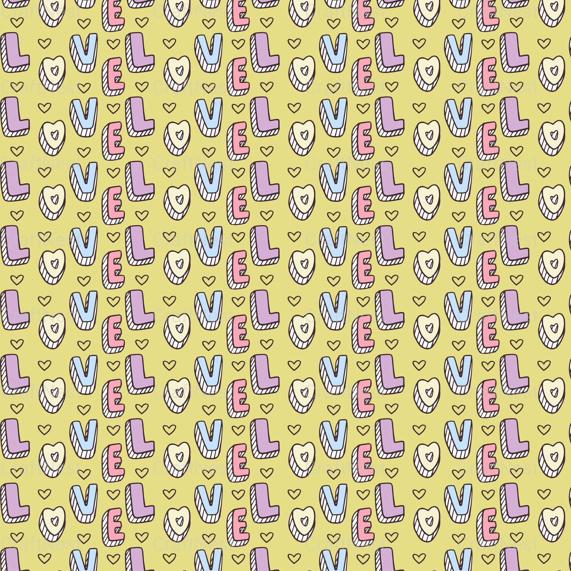 Cute Valentine Seamless Digital Paper - CraftNest - Digital Crafting and Art