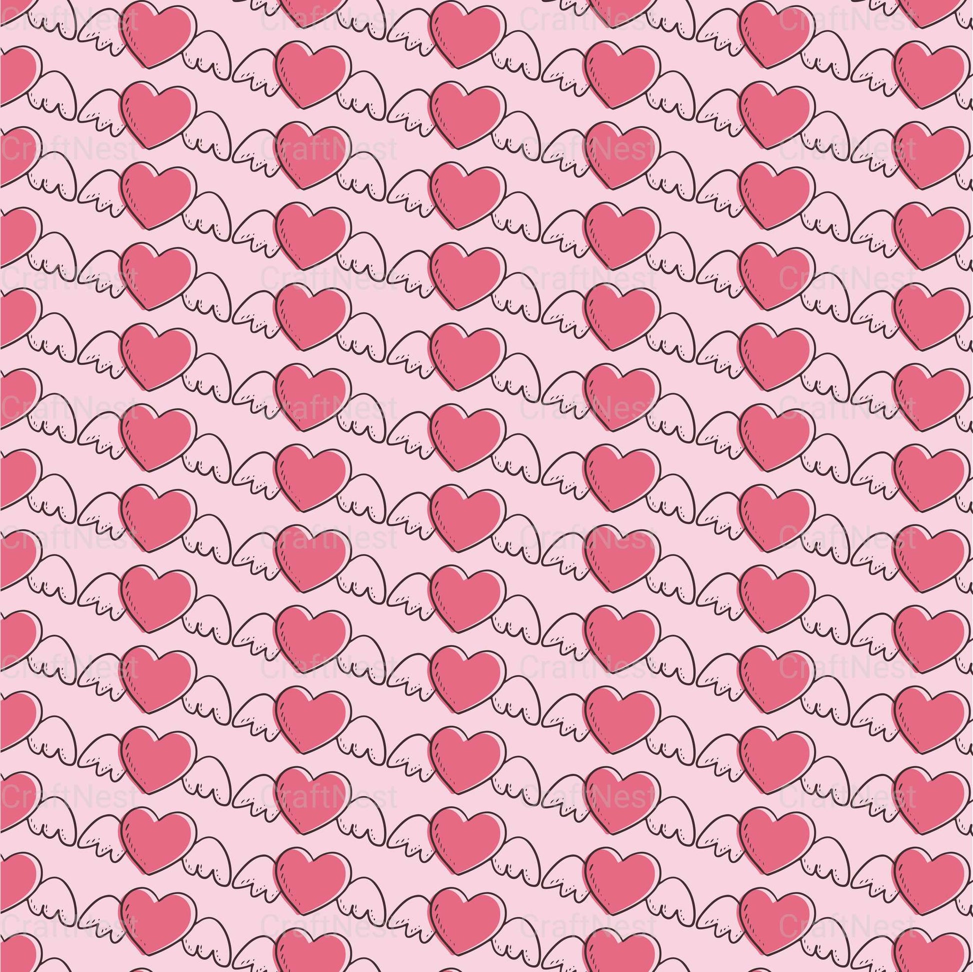 Cute Valentine Seamless Digital Paper - CraftNest - Digital Crafting and Art