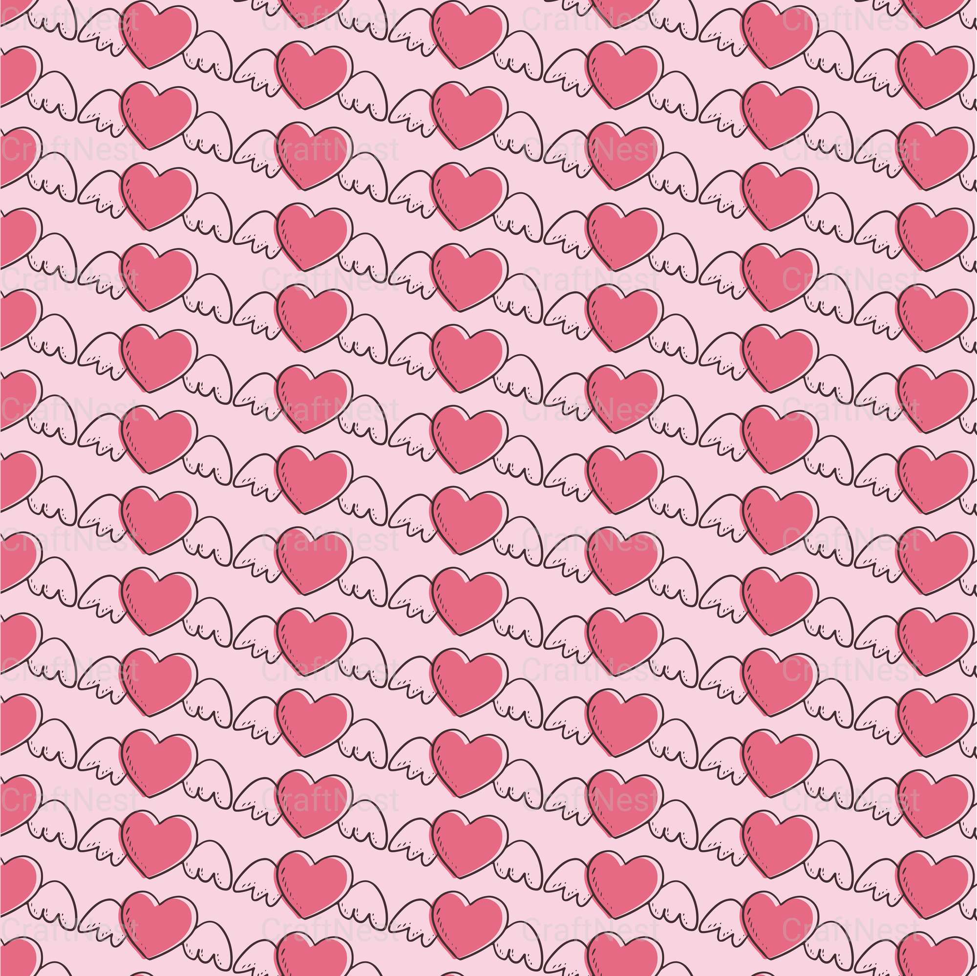 Cute Valentine Seamless Digital Paper - CraftNest - Digital Crafting and Art