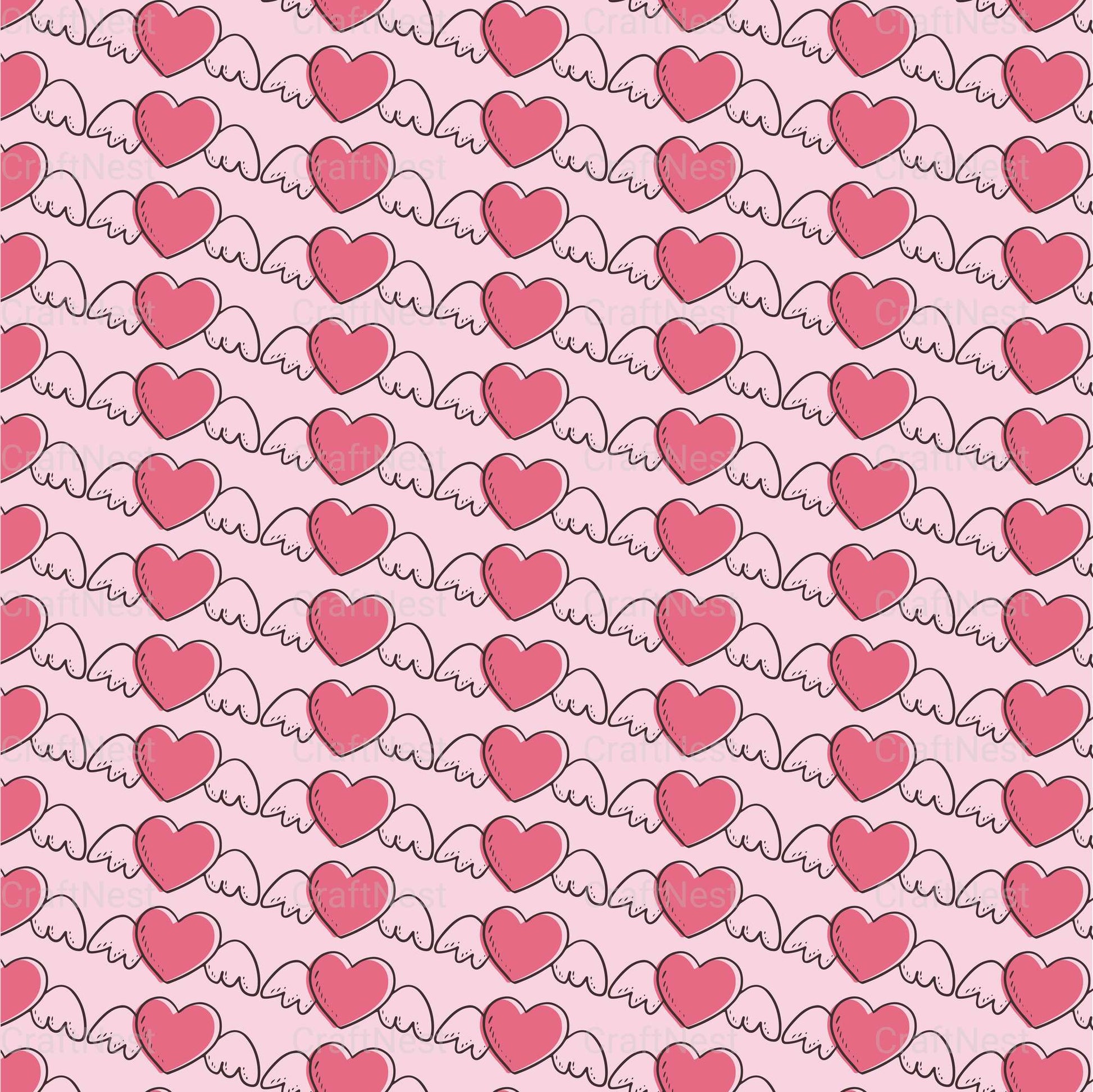 Cute Valentine Seamless Digital Paper - CraftNest - Digital Crafting and Art