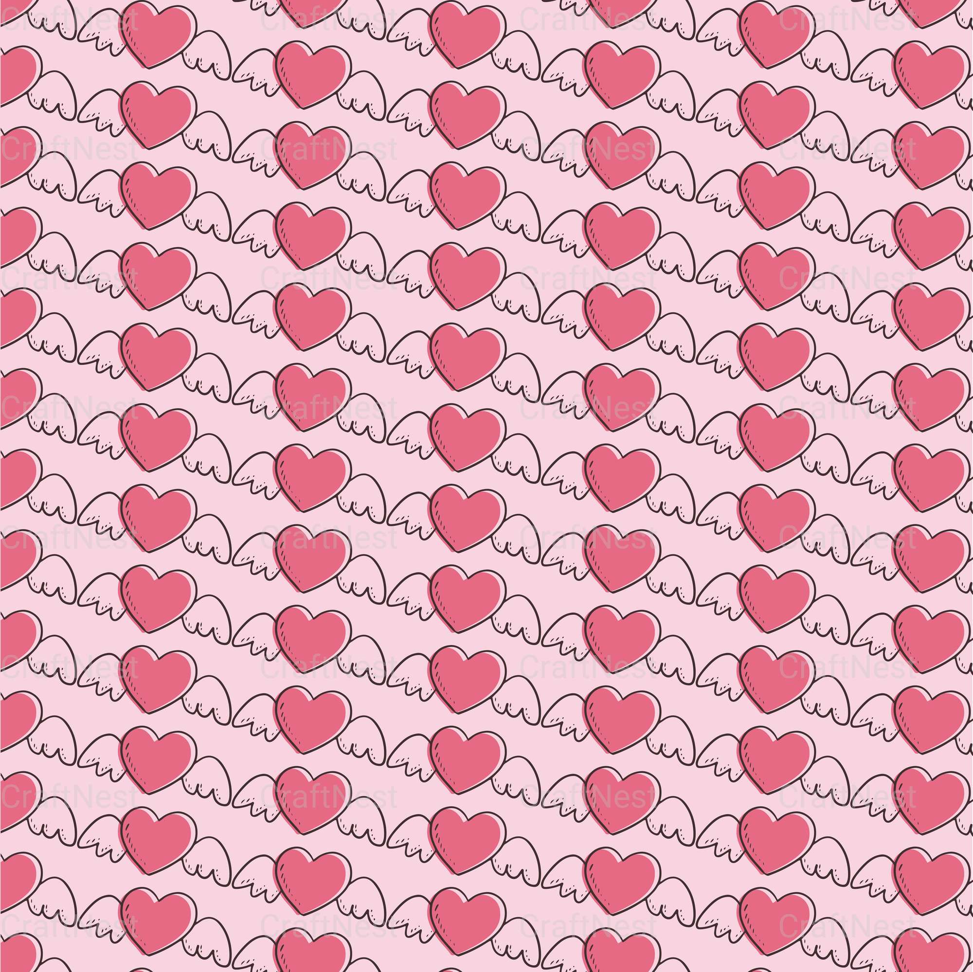 Cute Valentine Seamless Digital Paper - CraftNest - Digital Crafting and Art