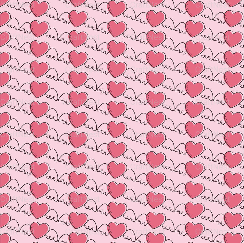 Cute Valentine Seamless Digital Paper - CraftNest - Digital Crafting and Art