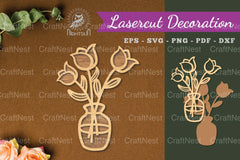Vases with Flowers Laser Cut Decoration Clipart Bundle - CraftNest - Digital Crafting and Art