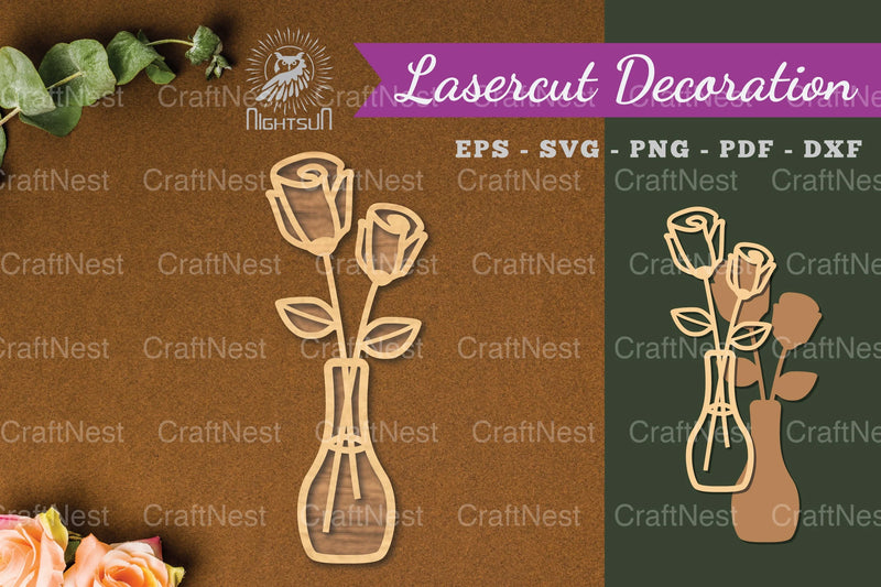 Vases with Flowers Laser Cut Decoration Clipart Bundle - CraftNest - Digital Crafting and Art
