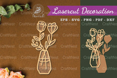 Vases with Flowers Laser Cut Decoration Clipart Bundle - CraftNest - Digital Crafting and Art