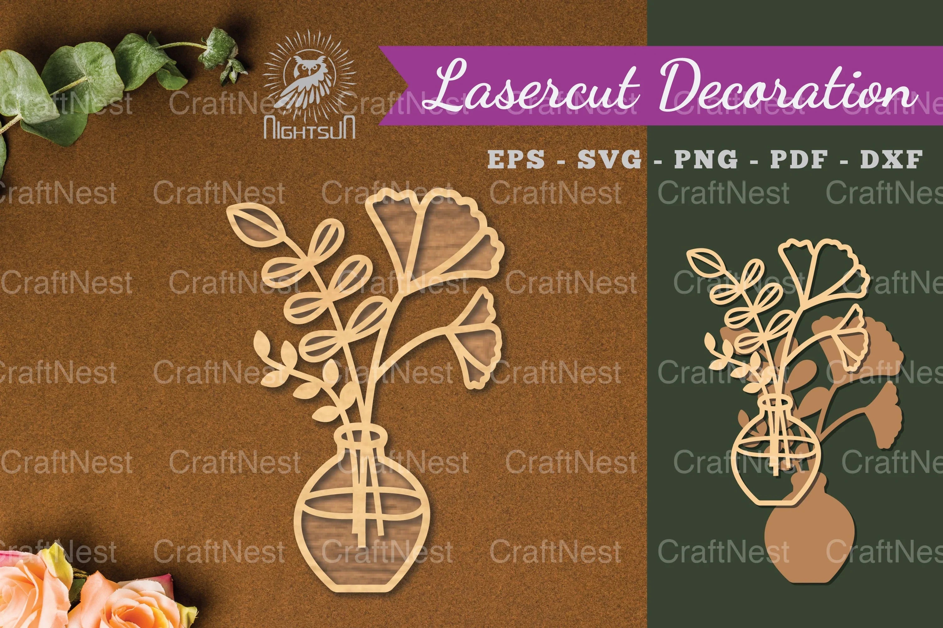 Vases with Flowers Laser Cut Decoration Clipart Bundle - CraftNest - Digital Crafting and Art