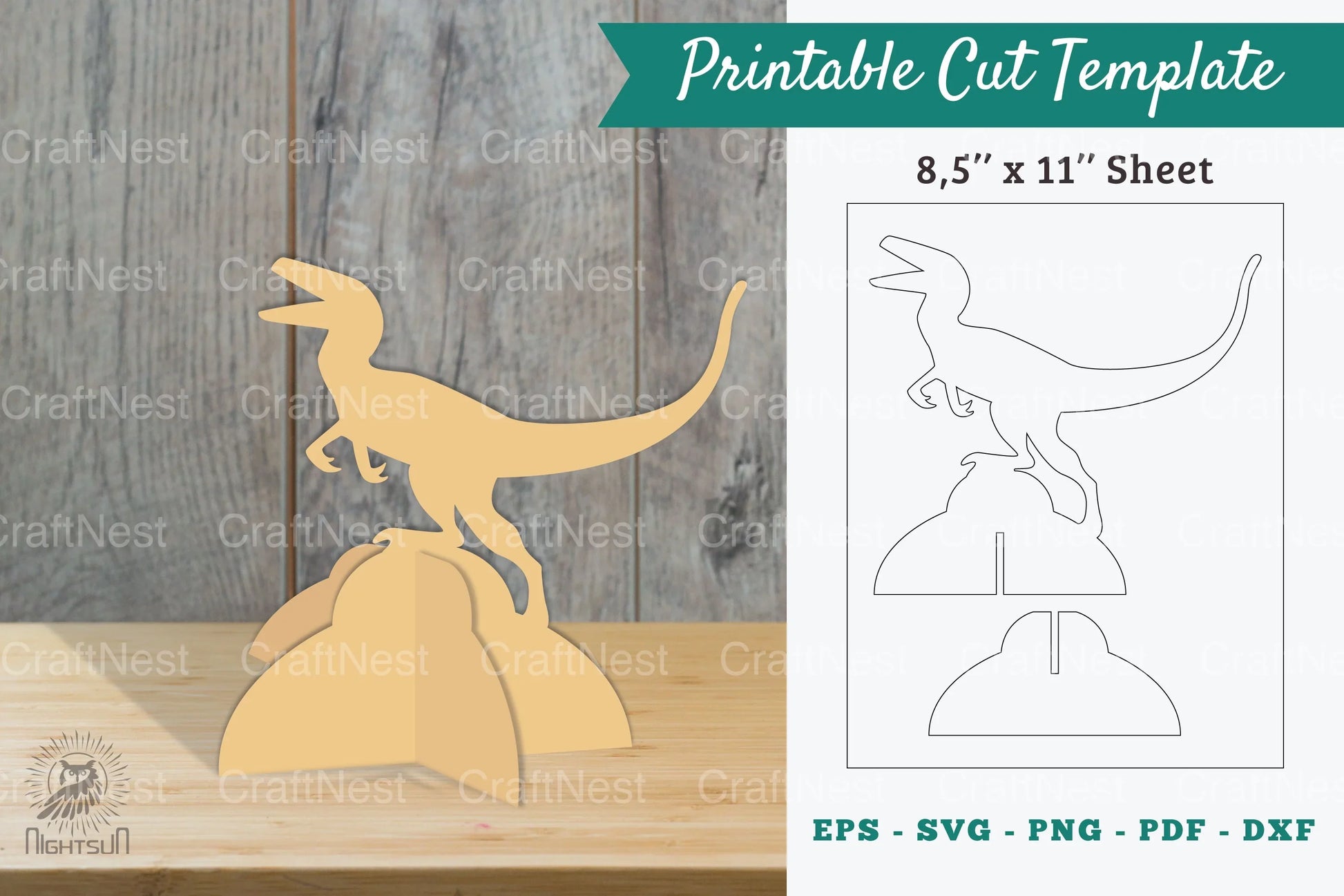 Velociraptor Printable Cut Template Bundle - CraftNest - Digital Crafting and Art