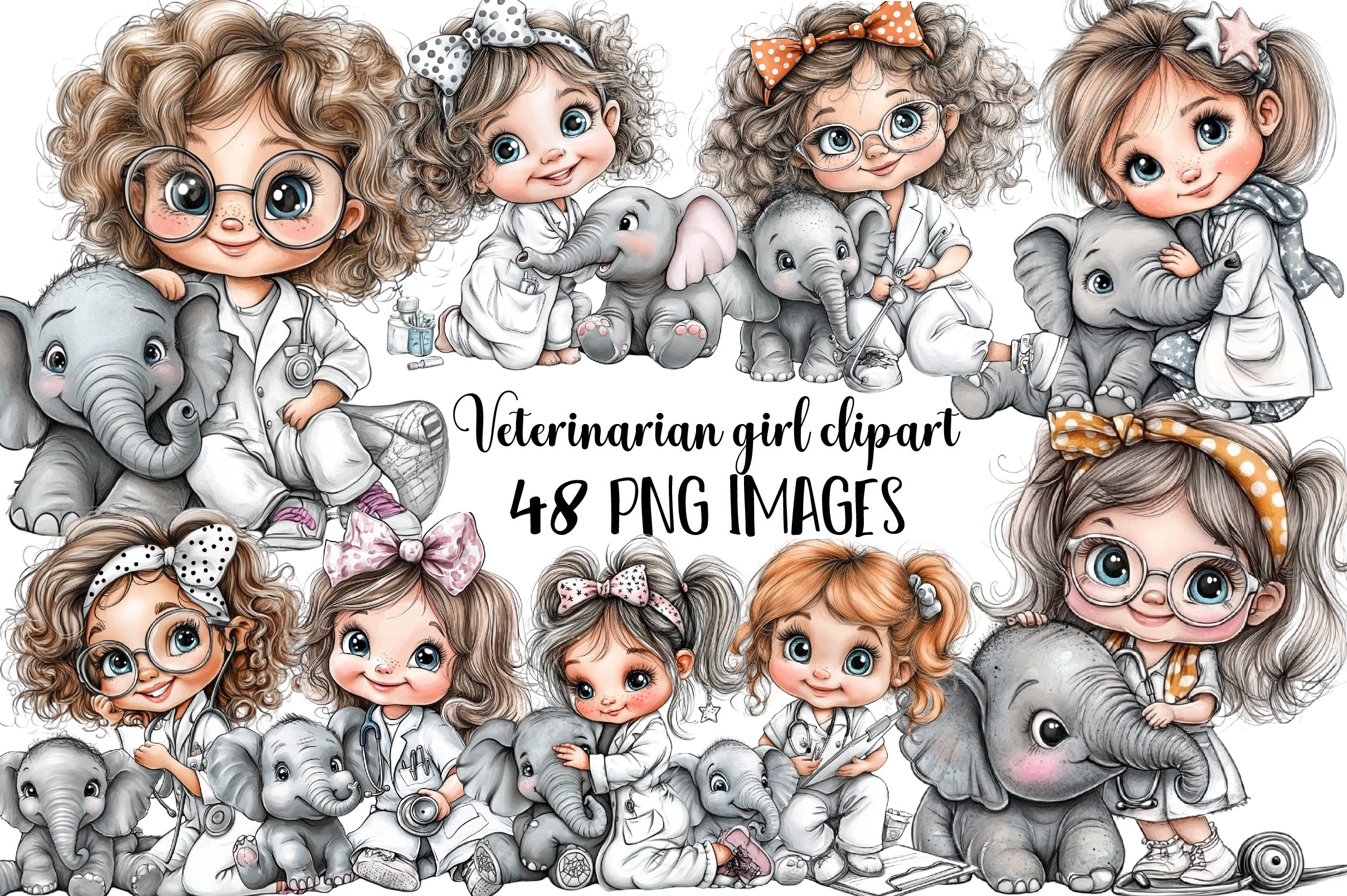 Veterinarian Girl Clipart Bundle