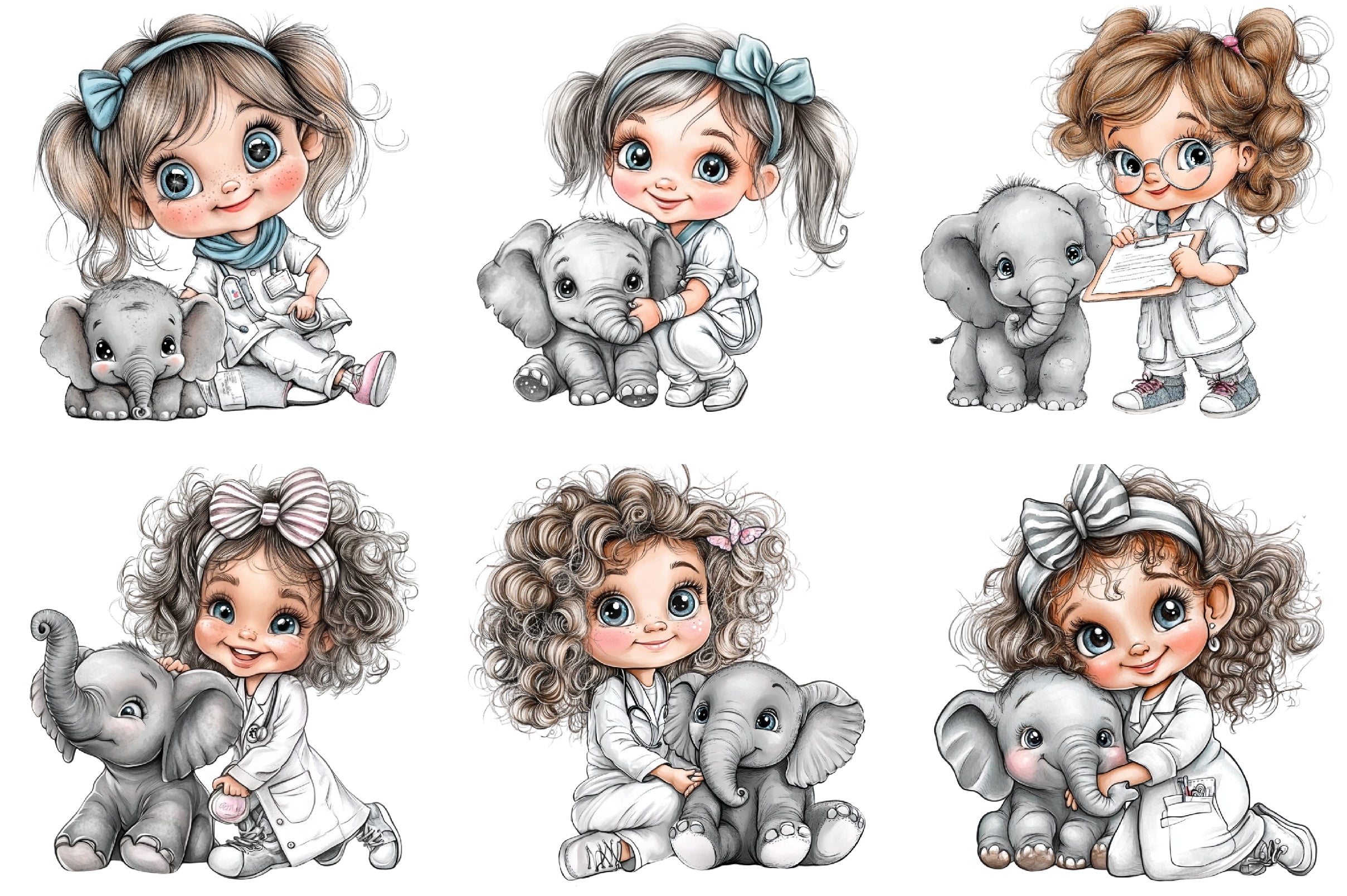 Veterinarian Girl Clipart Bundle