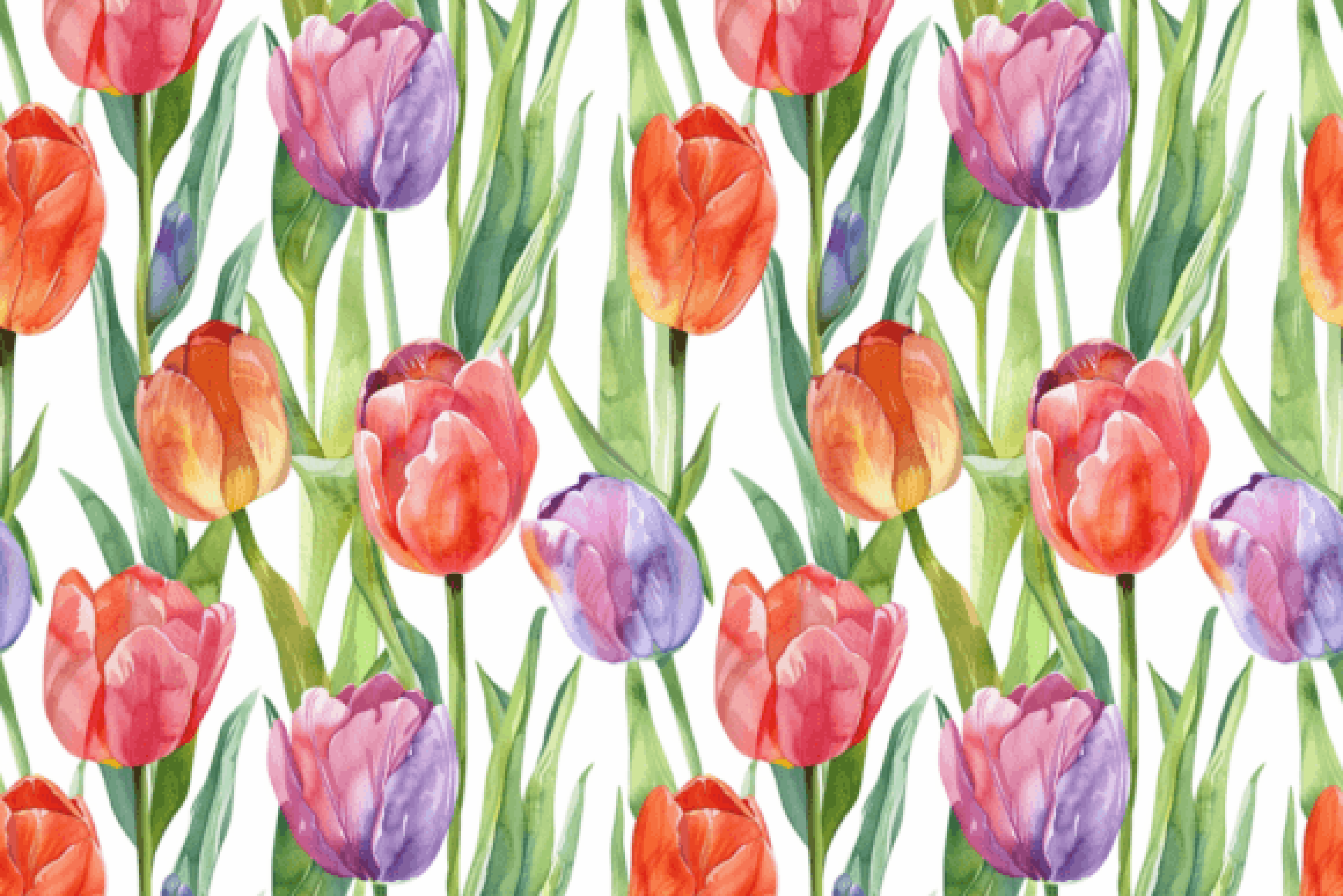 Vibrant Tulips Floral Seamless Digital Paper