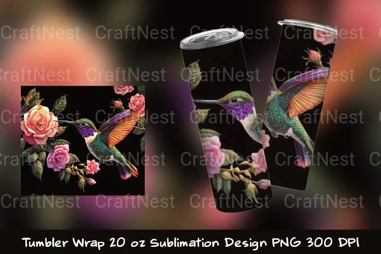 Vibrant Hummingbird Tumbler Wrap - CraftNest - Digital Crafting and Art