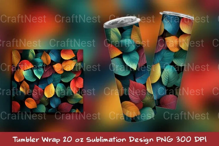 Vibrant Leaves Tumbler Wrap - CraftNest - Digital Crafting and Art