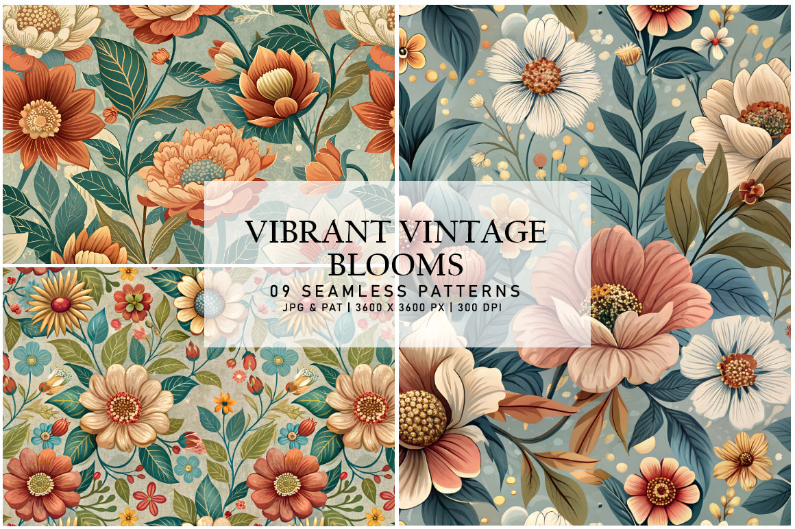 Vibrant Vintage Blooms - Floral