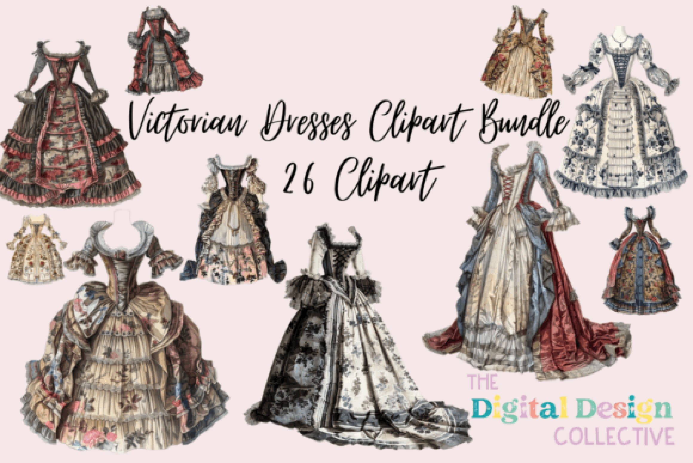 Vintage Victorian Dress Clipart Bundle