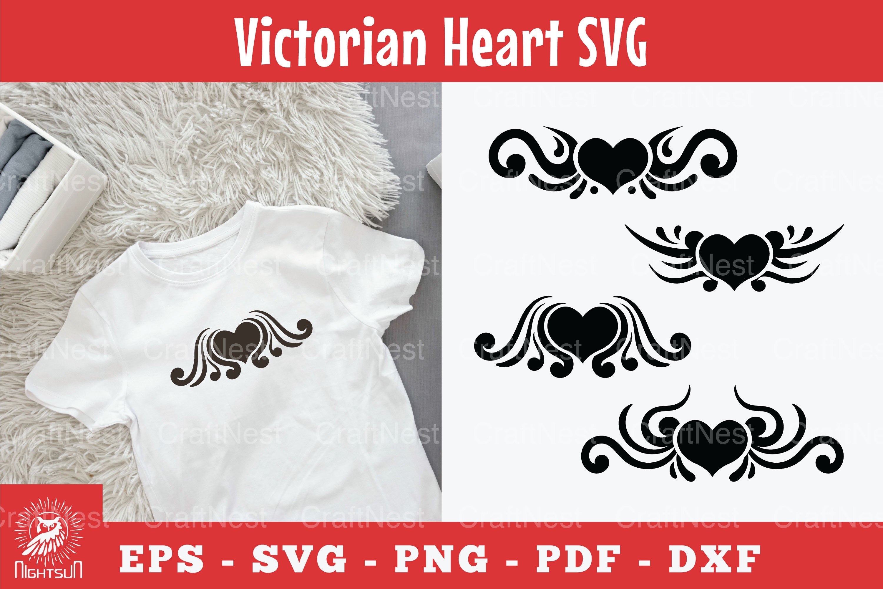 Victorian Heart Silhouette Clipart Bundle - CraftNest - Digital Crafting and Art
