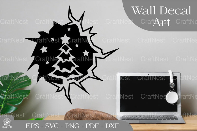 Christmas Tree on Cracks Sticker Design Bundle - CraftNest - Digital Crafting and Art