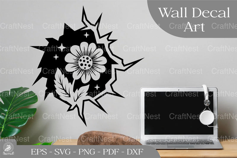 Flowers on Cracks Sticker Design Bundle - CraftNest - Digital Crafting and Art