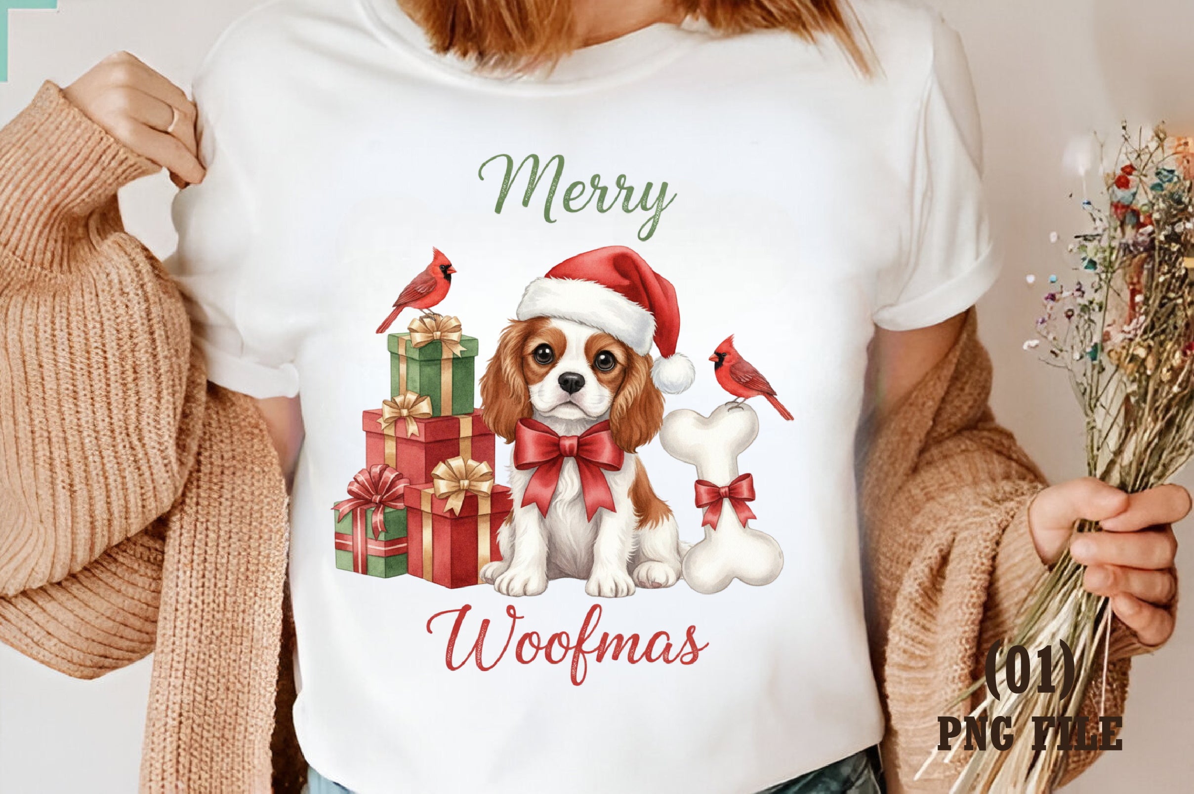Vintage Merry Woofmas Christmas Clipart Bundle