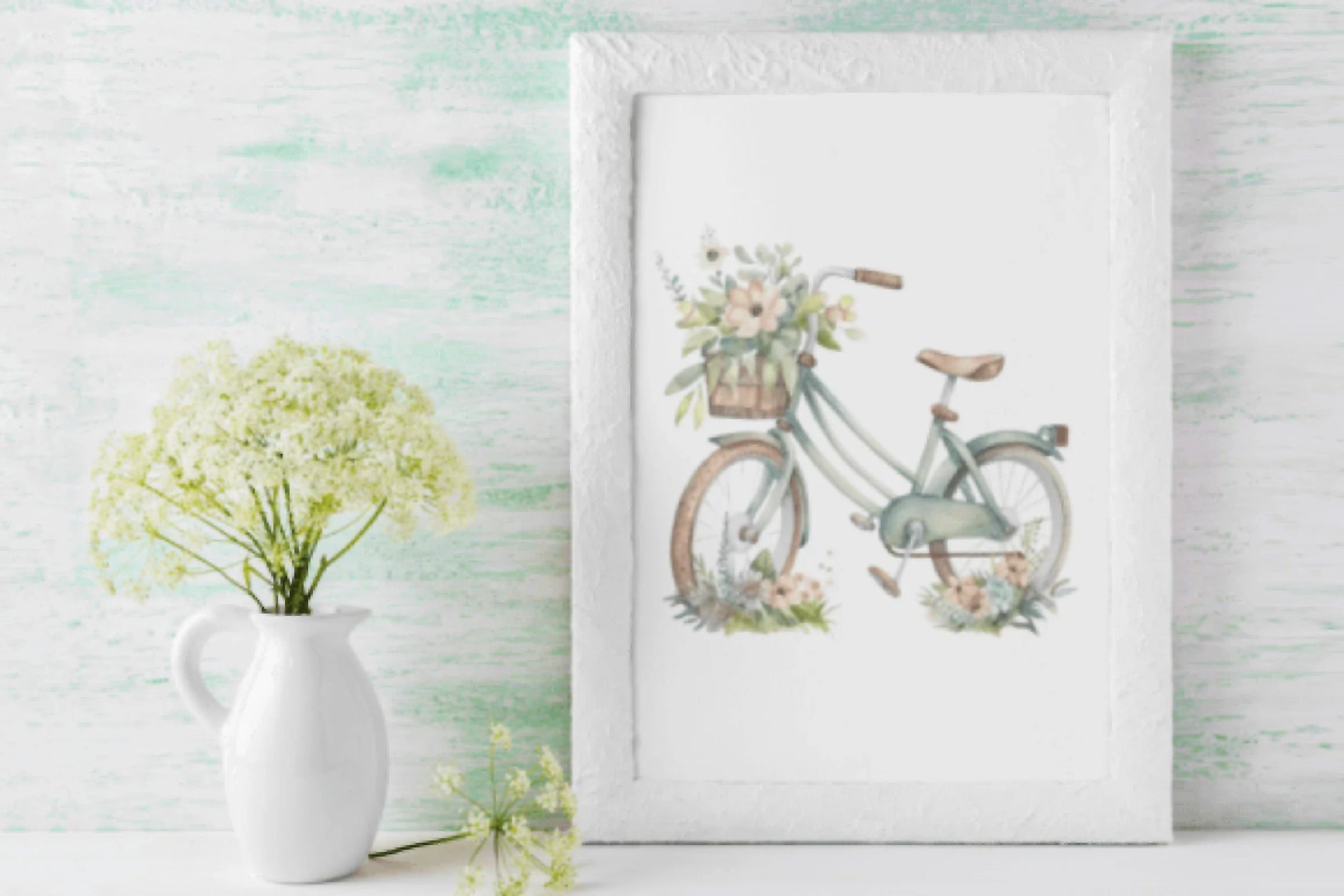 Vintage Floral Bicycle Clipart Bundle - CraftNest - Digital Crafting and Art