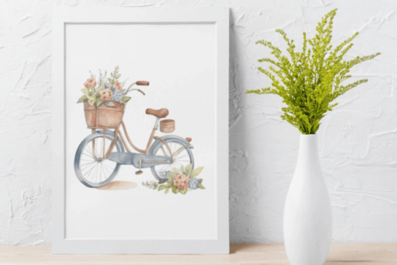 Vintage Floral Bicycle Clipart Bundle - CraftNest - Digital Crafting and Art