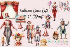 Vintage Halloween Circus Clipart Bundle - CraftNest - Digital Crafting and Art