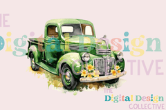 Vintage Green Truck Clipart Bundle 1986 - CraftNest - Digital Crafting and Art