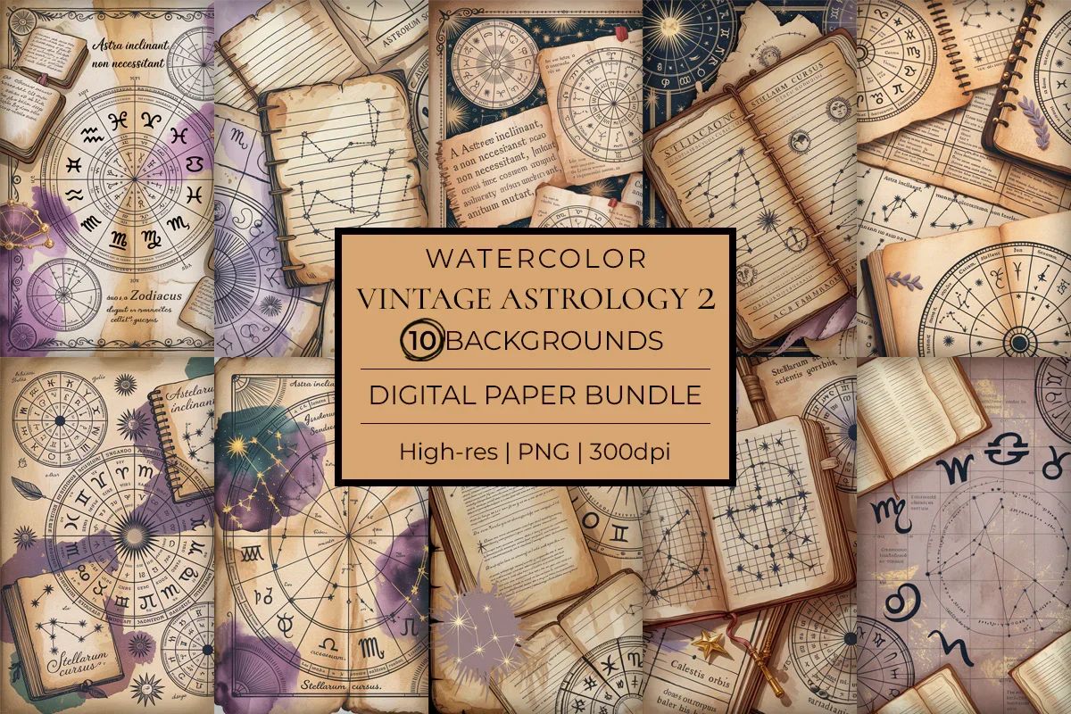 Vintage Astrology 2 Junk Journal Papers - CraftNest - Digital Crafting and Art