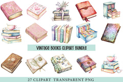 Vintage Books Clipart - CraftNest - Digital Crafting and Art