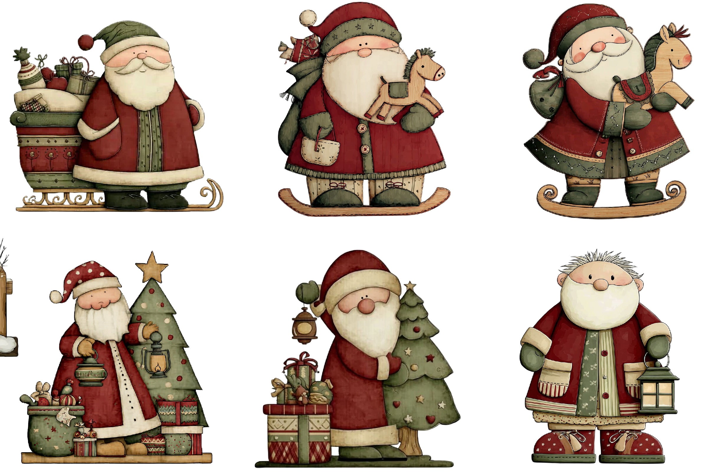 Vintage Christmas Santa Clipart Bundle