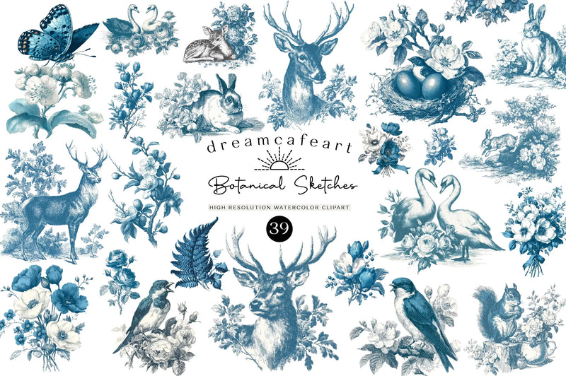 Vintage Botanical Sketches Clipart Bundle - CraftNest - Digital Crafting and Art